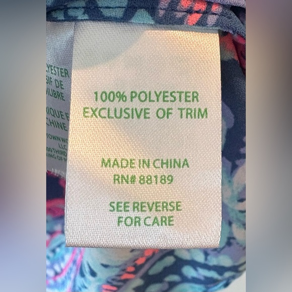 Lilly Pulitzer Marilina Pink and Blue Embellished 3/4 Sleeve Tunic Size XS sku20 - Picture 5 of 9